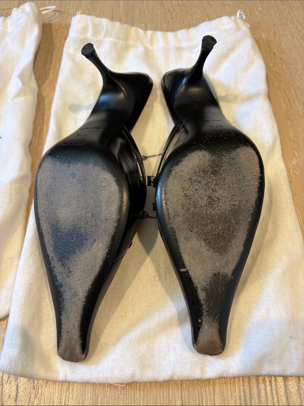 Prada Black Pointed Leather Cutout Mules - Picture 3 of 4